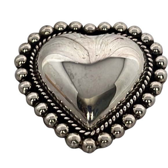 Sterling Silver Artisan Crafted Heart Pin/Pendant. Mexico 925 - Picture 2 of 3